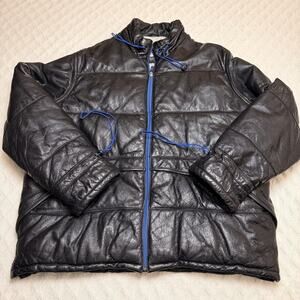 Vtg 1986 Wilsons The Leather Experts Black Puffer Leather Jacket Men Size XL